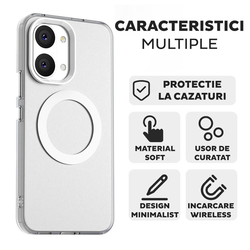 Husa pentru Xiaomi Poco X8 Pro Max DaDen® CandyCase MagSafe, Antisoc, Incarcare wireless, Butoane protejate, Alb