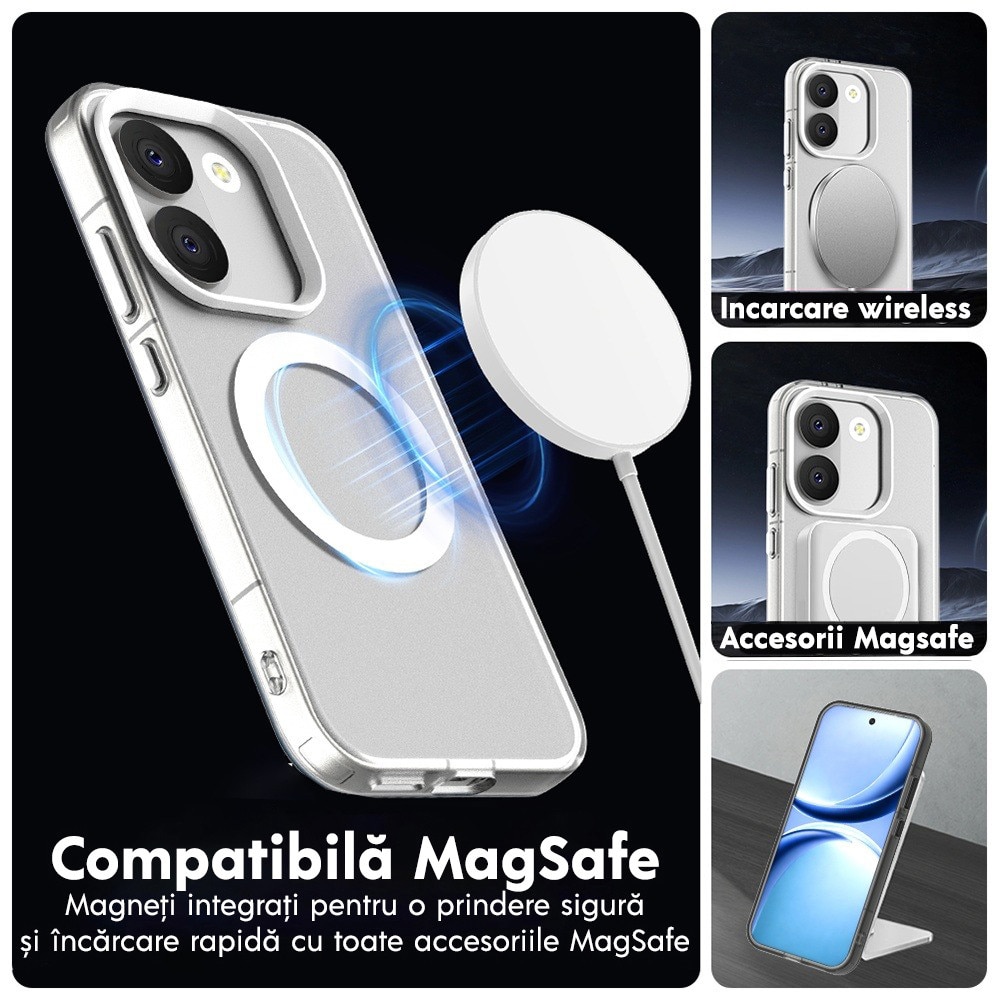 Husa pentru Xiaomi Poco X8 Pro DaDen® CandyCase MagSafe, Antisoc, Incarcare wireless, Butoane protejate, Alb