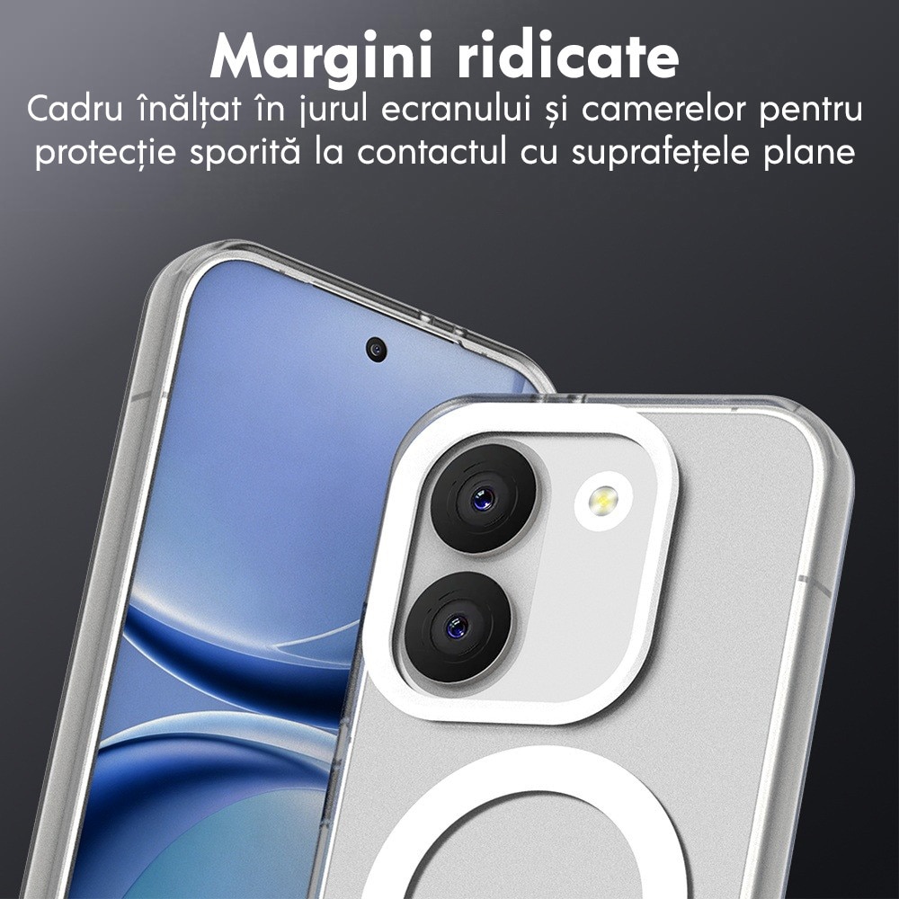 Husa pentru Xiaomi Poco X8 Pro DaDen® CandyCase MagSafe, Antisoc, Incarcare wireless, Butoane protejate, Alb