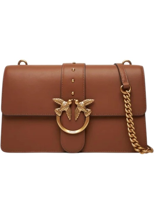 Pinko Classic Love Bag női táska, bőr, kézitáska, barna, 21cm