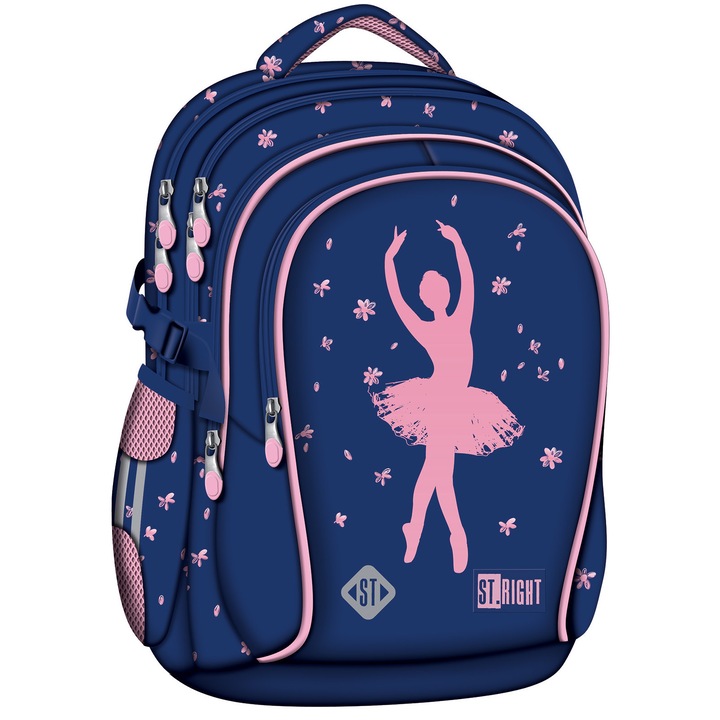 Ghiozdan Scolar St.Right BP01 Pink Ballerina, 4 Compartimente, Ergonomic, 43x32x21cm