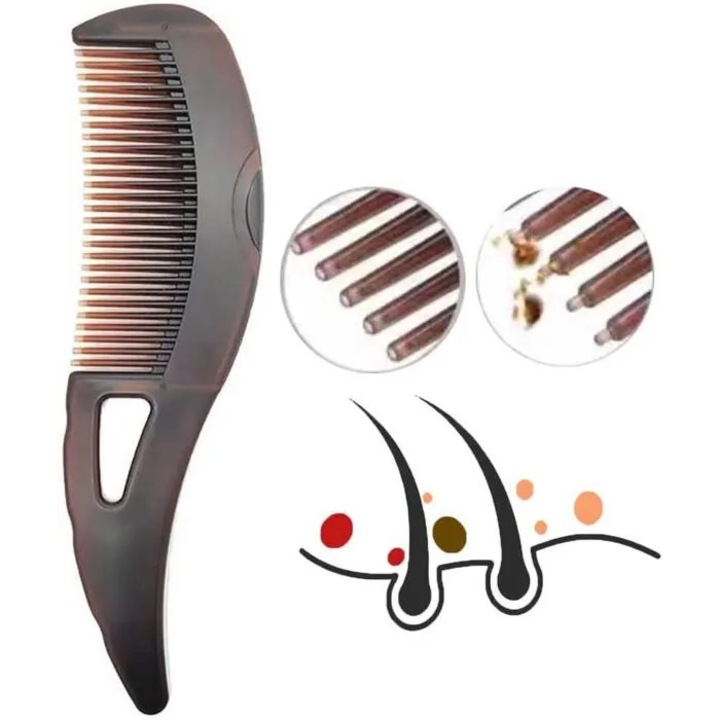 Pieptene pentru masaj scalp anti-matreata, dinti goi, negru