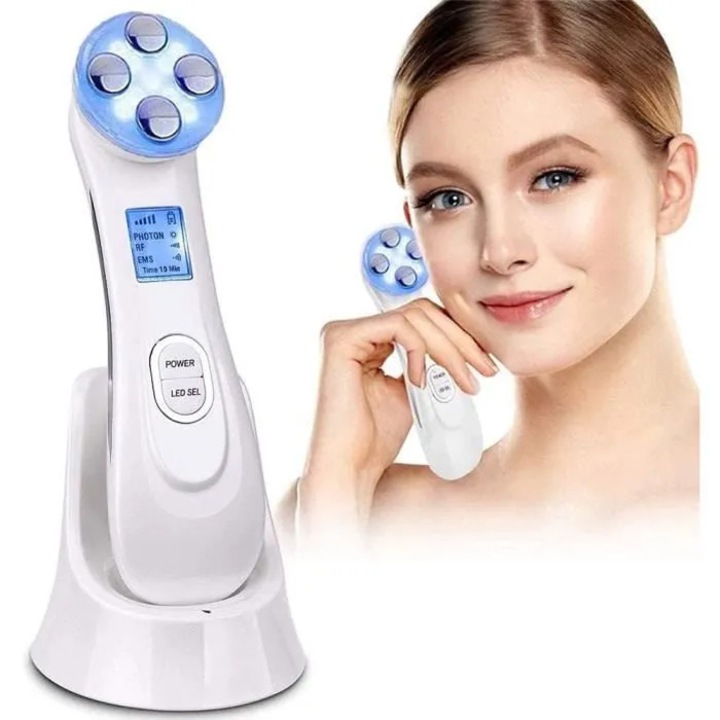 Aparat anti-rid 5 in 1 microcurent terapie LED masaj facial