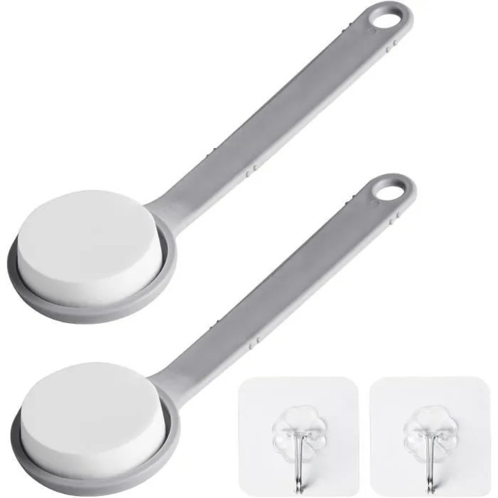 Aplicator crema pentru spate, 2 bucati, maner lung, moale, durabil, alb