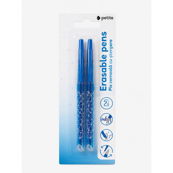 2 db törölhető Petite golyóstoll készlet, kék tinta, 0.7mm