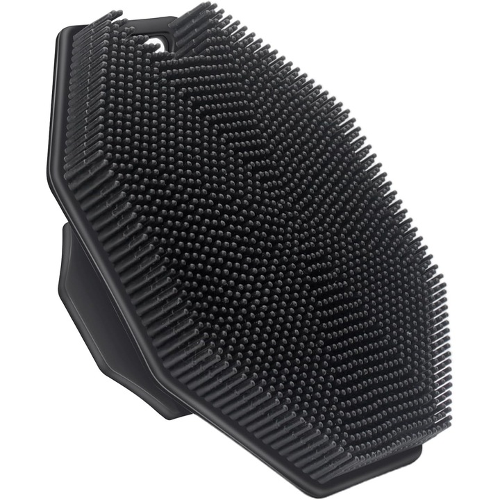 Perie de baie din silicon cu carlig si ventuza, perie de corp, perie de dus pentru toate tipurile de piele, neagra