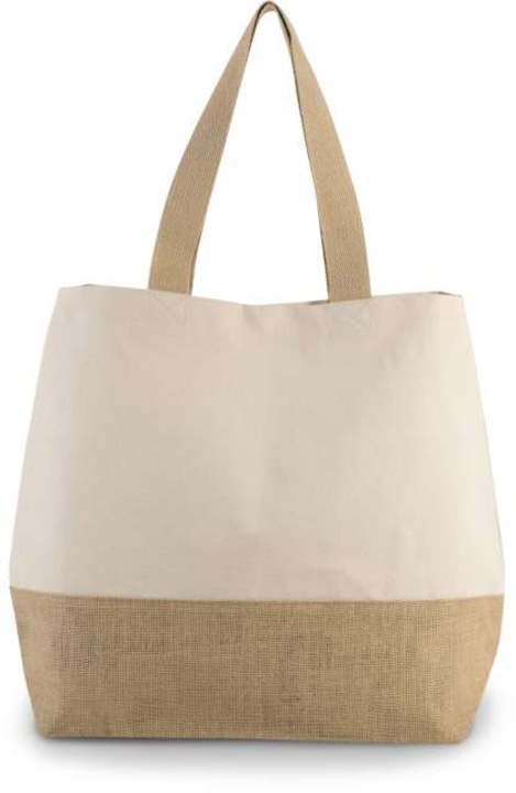 Geanta shopper dama canvas si iuta Kimood KI0235, textil, Natur