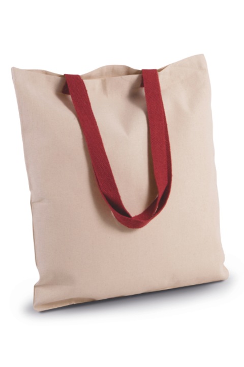 Geanta shopper dama din canvas Kimood KI0277, bumbac, Natur / Verde, 38 x 42 cm