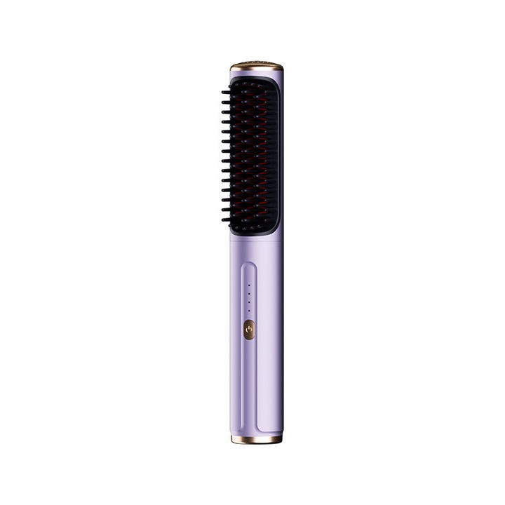 Placa de indreptat parul fara fir, 35 W, 4 niveluri de reglare a temperaturii, incalzire rapida, ioni negativi, nu dauneaza parului, design ergonomic, incarcare prin USB, portabila, violet