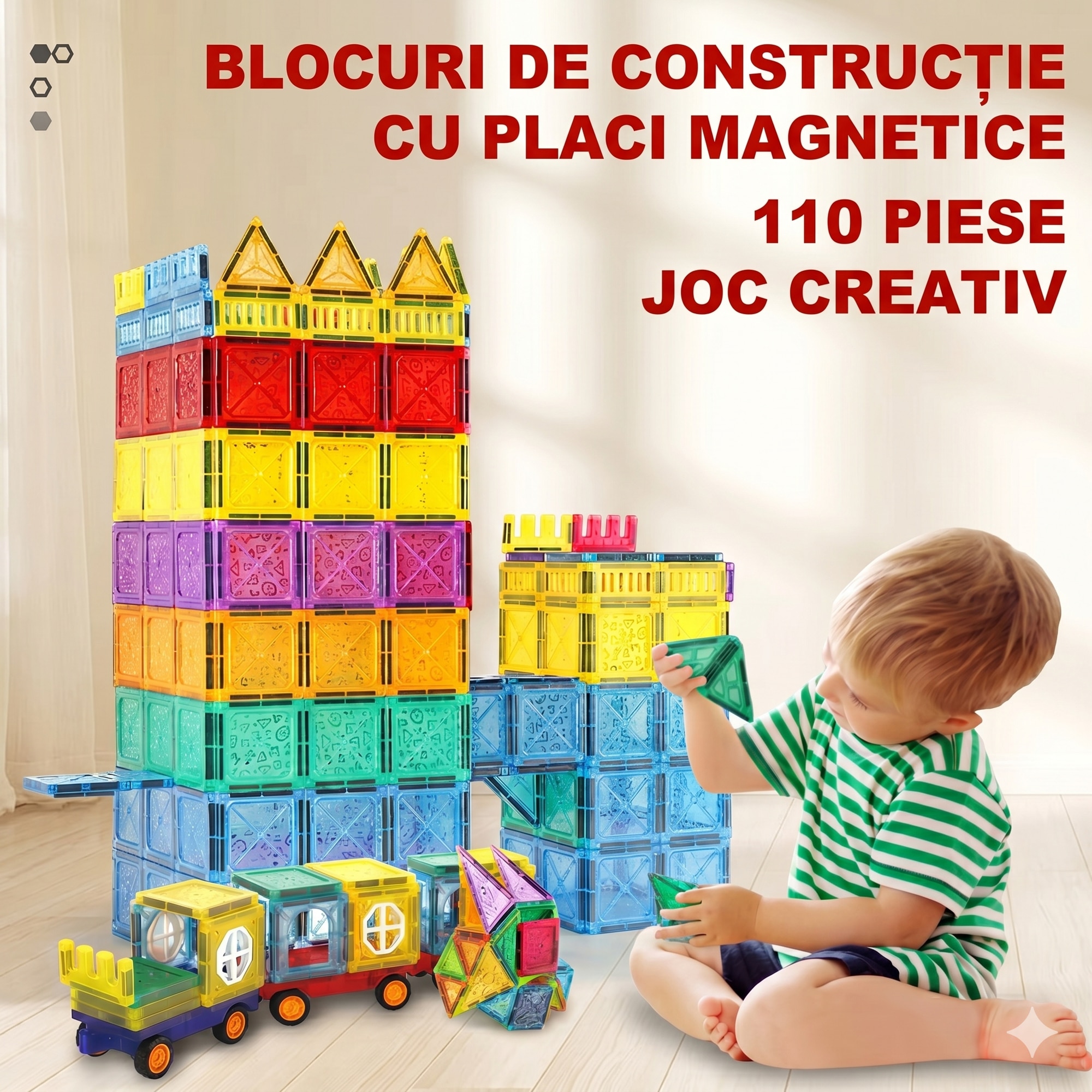blocuri magnetice set constructie cu placi magnetice