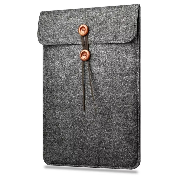Husa Laptop Din Fetru Ultra Slim, Culoare Gri Inchis, Pentru MacBook Pro / Laptop 15-15.6 Inch, Anti-Zgarieturi Si Antisoc
