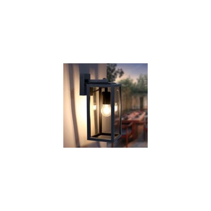 Аплик за външна стена, алуминий, матово черен, 60W, E27
