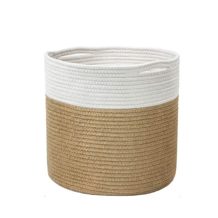 Cos pentru plante, jute natural, impletit, maro, 30x30cm