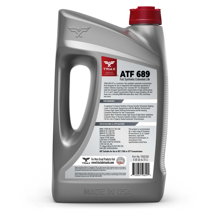Ulei Pentru Transmisii Automate in 6,8 sau 9 Trepte, Triax ATF 689 Full Synthetic, 4.73 L