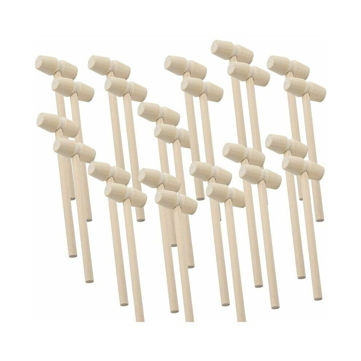 Малък дървен чук, лек, компактен, гладък, 15x5см