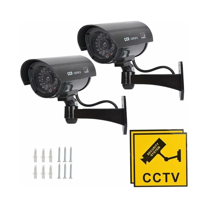 Camera de supraveghere falsa cu LED rosu si alimentare solara