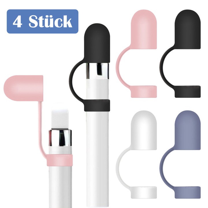 Set capace magnetice de protectie cu etui silicon pentru Apple Pencil 1st gen