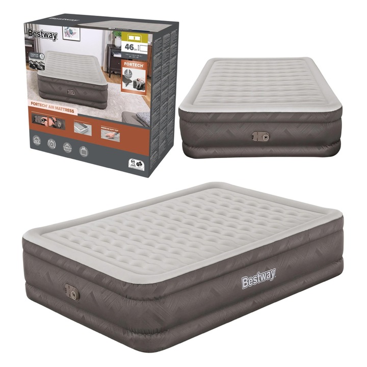 Saltea gonflabila pentru 2 persoane cu pompa electrica de umflat, 203x152 cm, Bestway 21125