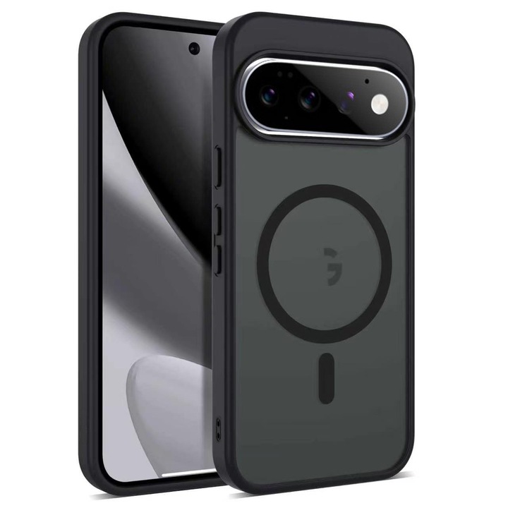 Husa de Protectie Magnetic, Carcasa Magsafe Telefon pentru Google Pixel 11 Pro, MOGU, Inel Magnetic Integrat, Incarcare Wireless, Margini Ridicate pentru Protectia Ecranului si a Camerelor, Mata Translucida, Rezistenta la Socuri, TPU + PC, Negru
