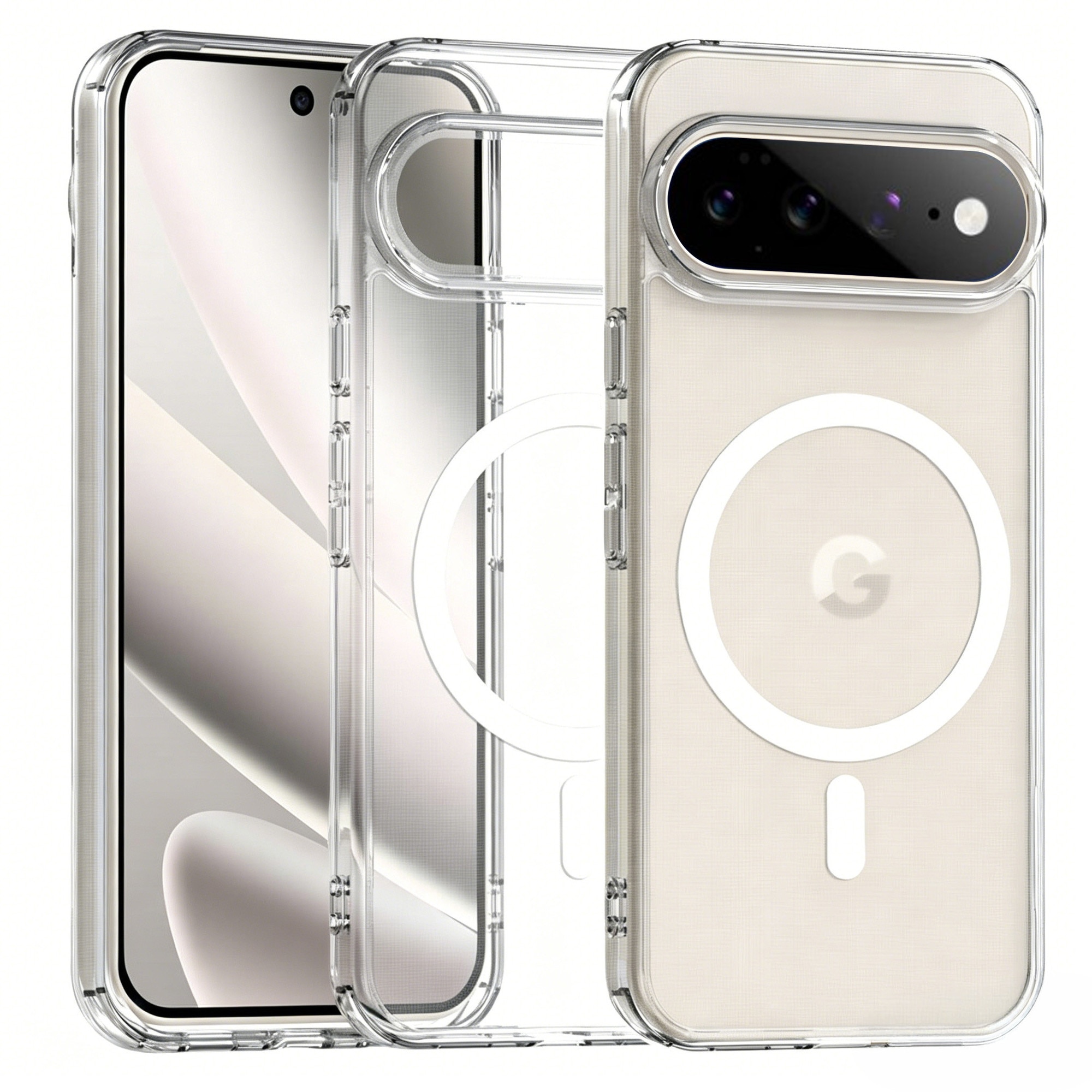 Husa de Protectie Magsafe pentru Google Pixel 11 Pro XL, MOGU Carcasa Magnetic Telefon Incarcare Wireless, Anti-ingalbenire, Rezistenta la Socuri, Margini Ridicate pentru Protectia Ecranului si a Camerelor, PC+TPU, Transparenta