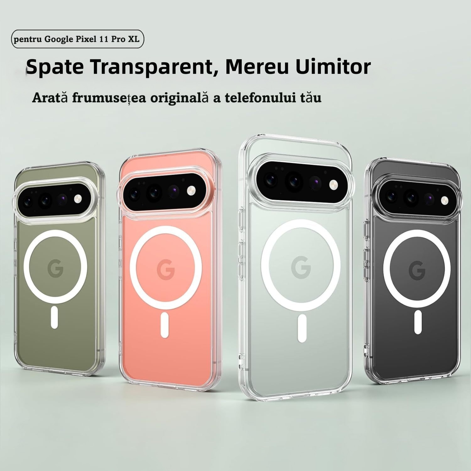 Husa de Protectie Magsafe pentru Google Pixel 11 Pro XL, MOGU Carcasa Magnetic Telefon Incarcare Wireless, Anti-ingalbenire, Rezistenta la Socuri, Margini Ridicate pentru Protectia Ecranului si a Camerelor, PC+TPU, Transparenta