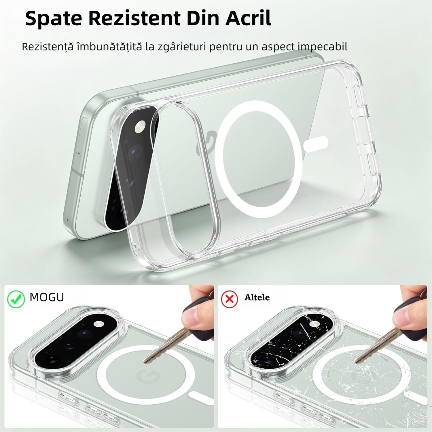Husa de Protectie Magsafe pentru Google Pixel 11 Pro XL, MOGU Carcasa Magnetic Telefon Incarcare Wireless, Anti-ingalbenire, Rezistenta la Socuri, Margini Ridicate pentru Protectia Ecranului si a Camerelor, PC+TPU, Transparenta