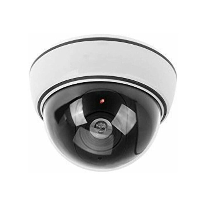 Фалшива куполна охранителна камера, за вътрешна и външна употреба, мигащи LED светлини, реалистичен вид