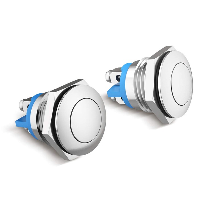 Pillanatnyi fém nyomógombos kapcsoló, vízálló, 16mm 3A 250V