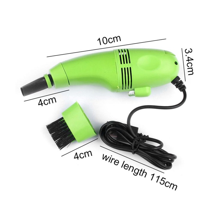 Aspirator portabil mini USB cu filtru reutilizabil, compact, silentios