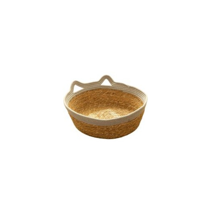 Cuib pentru pisici, impletit manual din nuiele naturale, confortabil, multicolor, dimensiuni standard