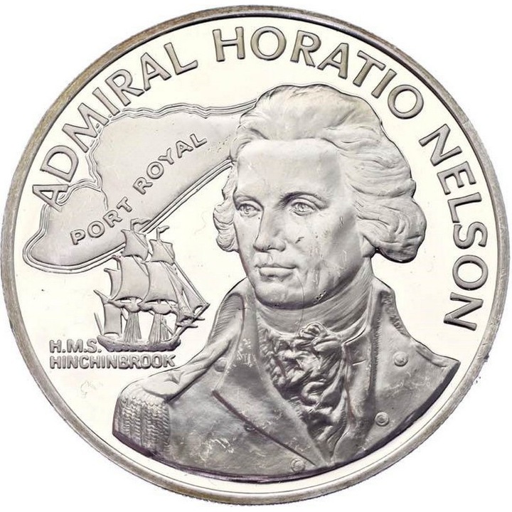 Moneda istorica din Argint - 10 dolari Horatio Nelson Jamaica