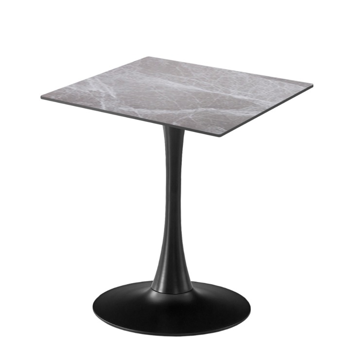 Маса 2HOME стил Tulip Квадратна, Marble Сив, 60x60см