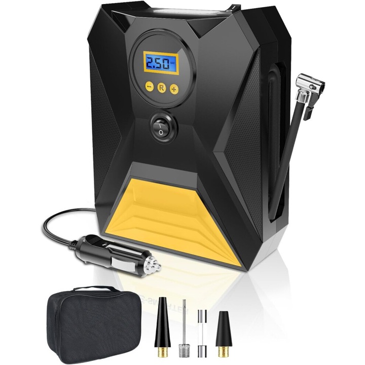 Compresor aer portabil LED oprire automata compact
