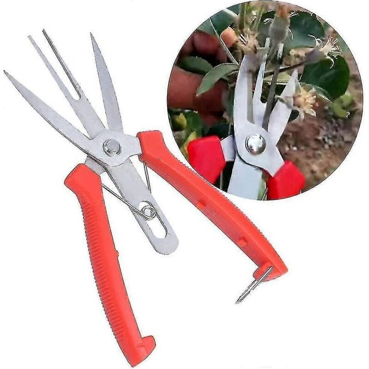 Kerti olló, dupla penge, rozsdamentes acél, ergonomikus, zárható, 20cm