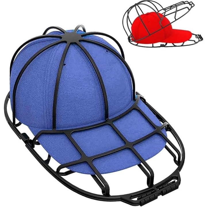 Suport spalare sapca baseball 1 buc, rama protectie forma sapca pentru masina de spalat sau masina de vase, culoare neagra