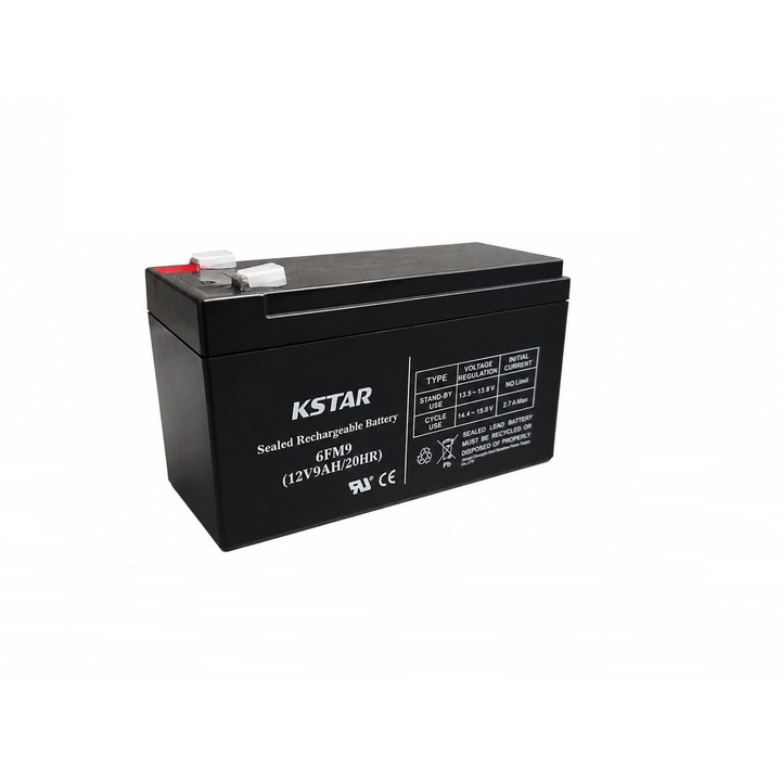Acumulator UPS 12V/9Ah, Kstar, NP9-12, etans, cu borne tip F1