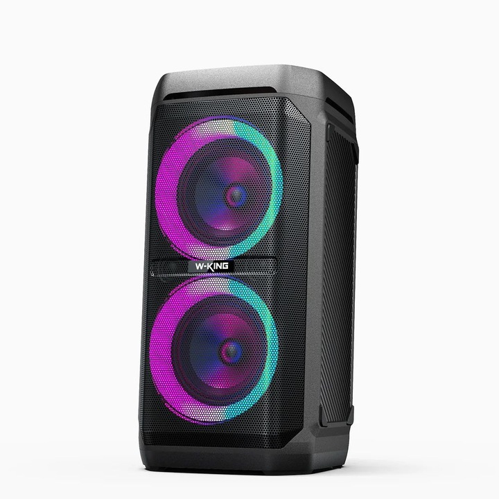 Boxa portabila W-King T11, Bluetooth, negru, 100W, RGB, 45Hz-18kHz