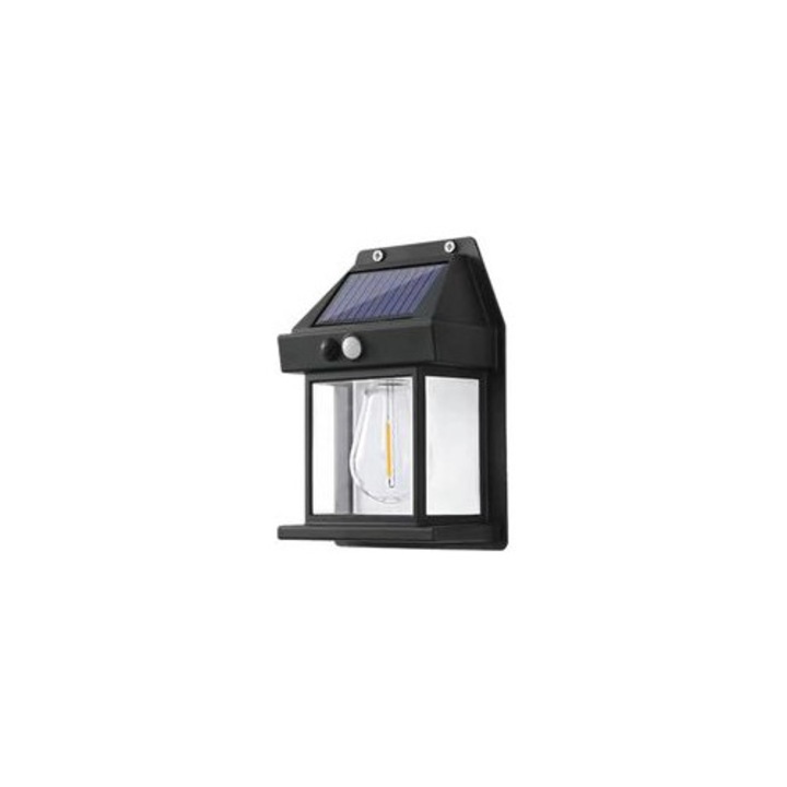 Aplica solara de perete exterior, senzor crepuscular, detectie miscare, rezistenta la apa