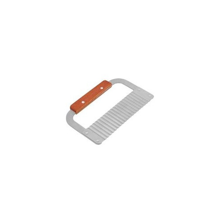Cutter pentru sapun cu lama ondulata si maner din lemn, inox, 20cm