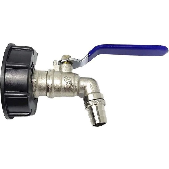 1000L tartálycsap, leeresztő adapter, kék 60mm