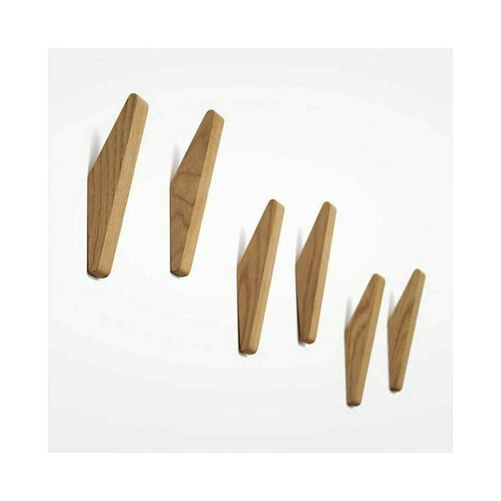 Set 6 cuiere din lemn, durabile, vintage, maro, 5x5x10cm
