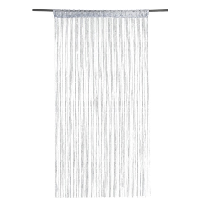 Dekoratív ajtófüggöny, ezüst szál, poliészter, 90x200cm
