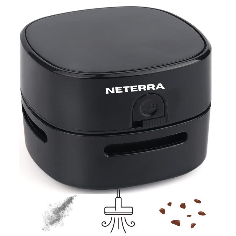 Mini aspirator portabil pentri birou NETERRA, dispozitiv compact si practic, curatarea rapida a firimiturilor, prafului si murdariei fine, pe tastatura, masa sau alte suprafete mici, fara fir