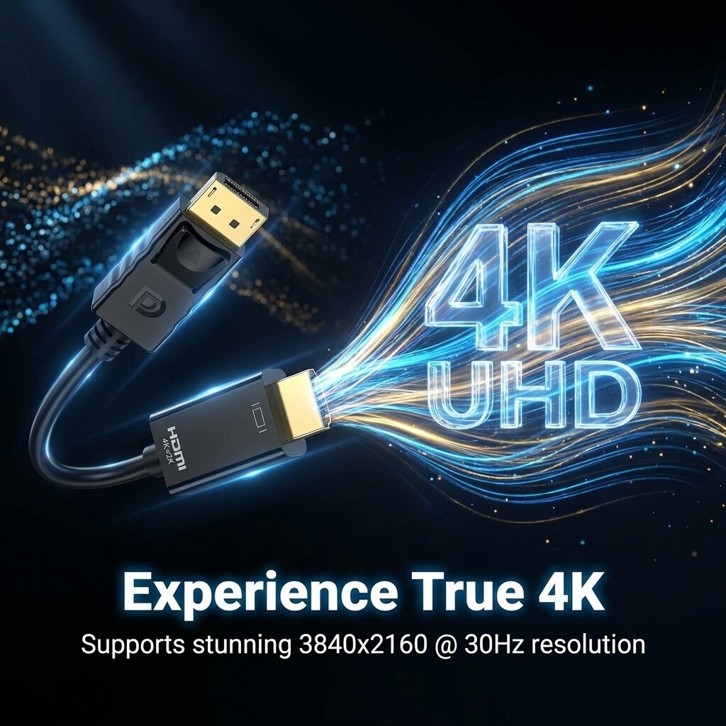 Unifirectional Monitor Cablu Adaptor DisplayPort la HDMI, AHA PRINT®, 3 metri, Rezolutie 4K la ...