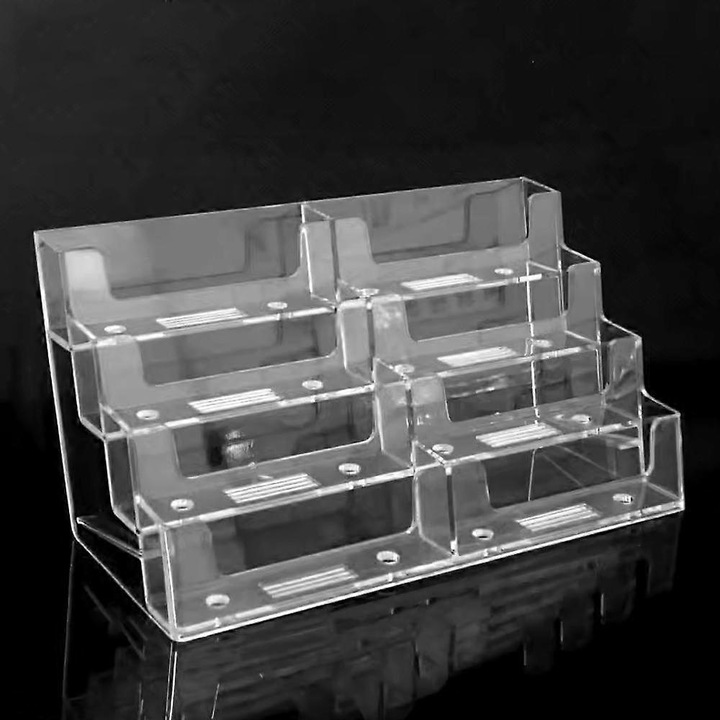 Cutie depozitare carti vizita acril transparent 19.5x10x8.5cm compacta