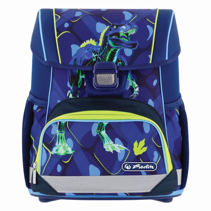 Herlitz Loop T-Rex Explorer ergonómikus iskolatáska, súly 870g, méretek 37x31x22cm, térfogat 17l