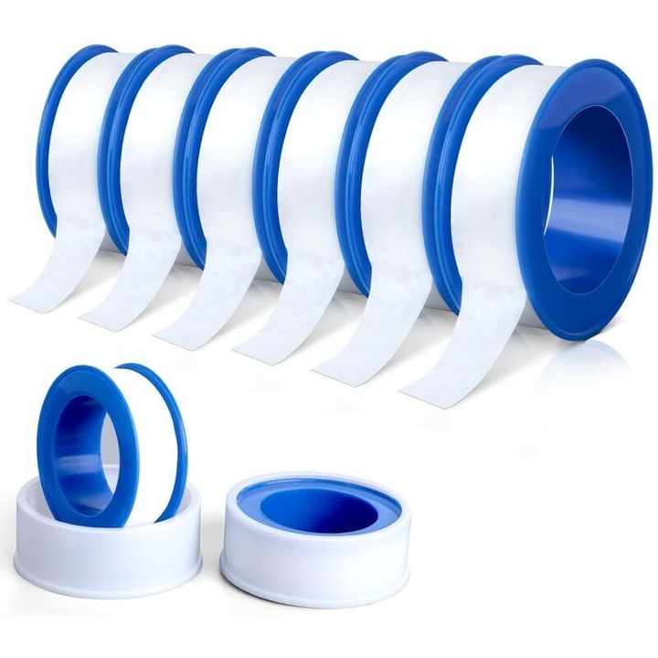 Set 6 role banda etansare Teflon 1.2cmx10m alb