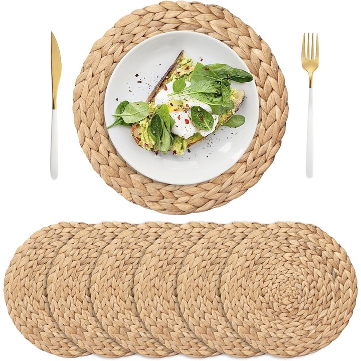 Seturi de masa tesute manual, iarba de apa naturala, 30cm, usor de intretinut