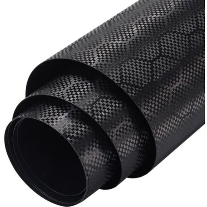 Folie auto carbon model fagure, negru lucios, 40x152cm