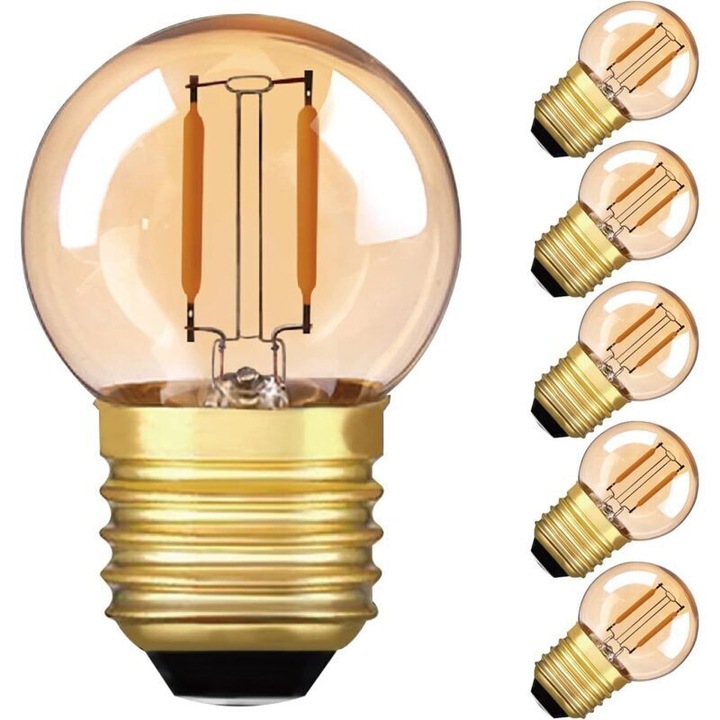 Bec LED filament mini G40 1W E27 meleg fehér 2200K 10x6cm